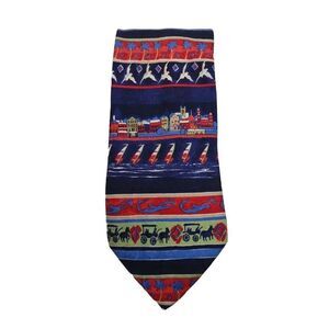 English Sports Shop Bermuda Theme Barbara Finsness Italy 100% Silk Tie
